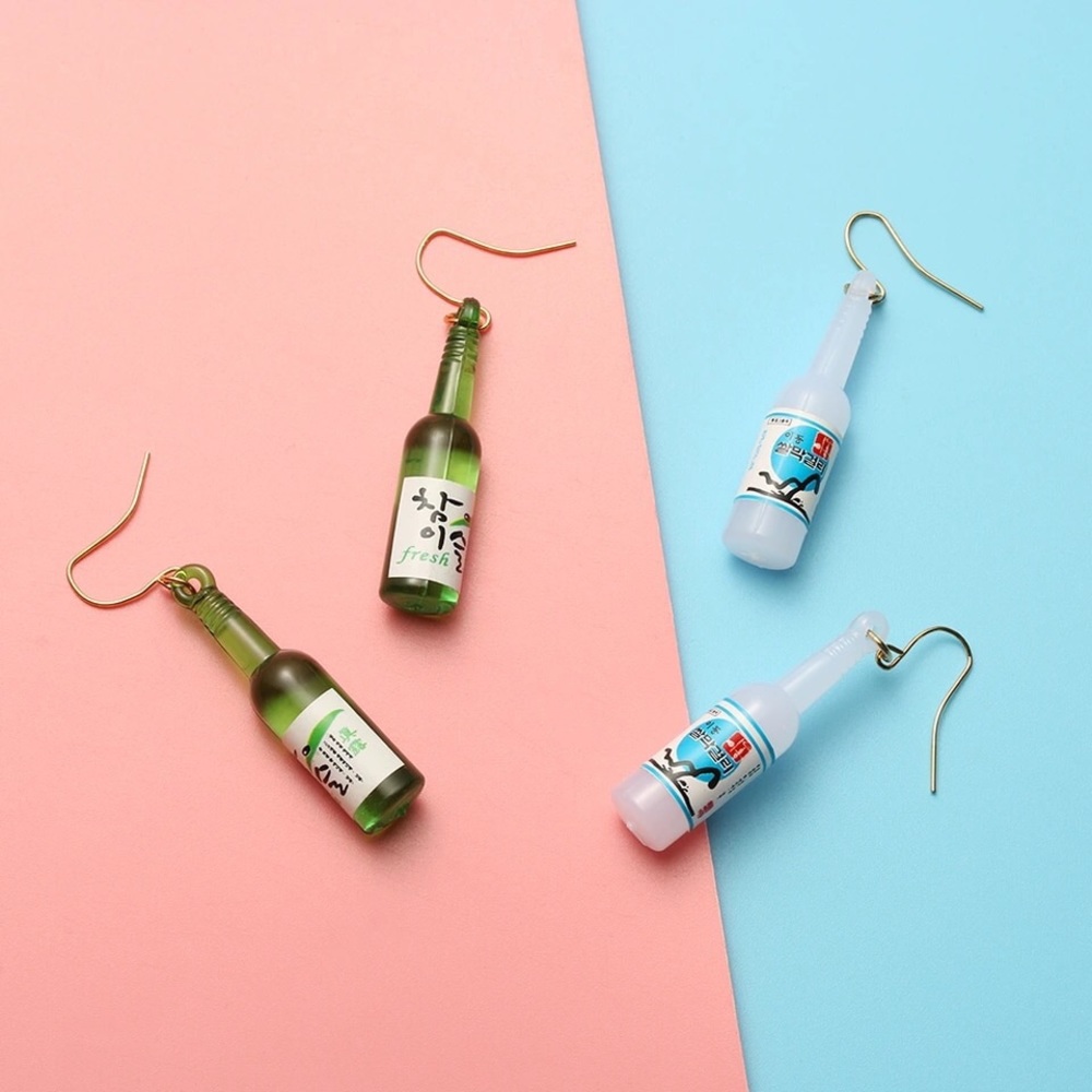 soju bottle / soda bottle earrings! 🍾